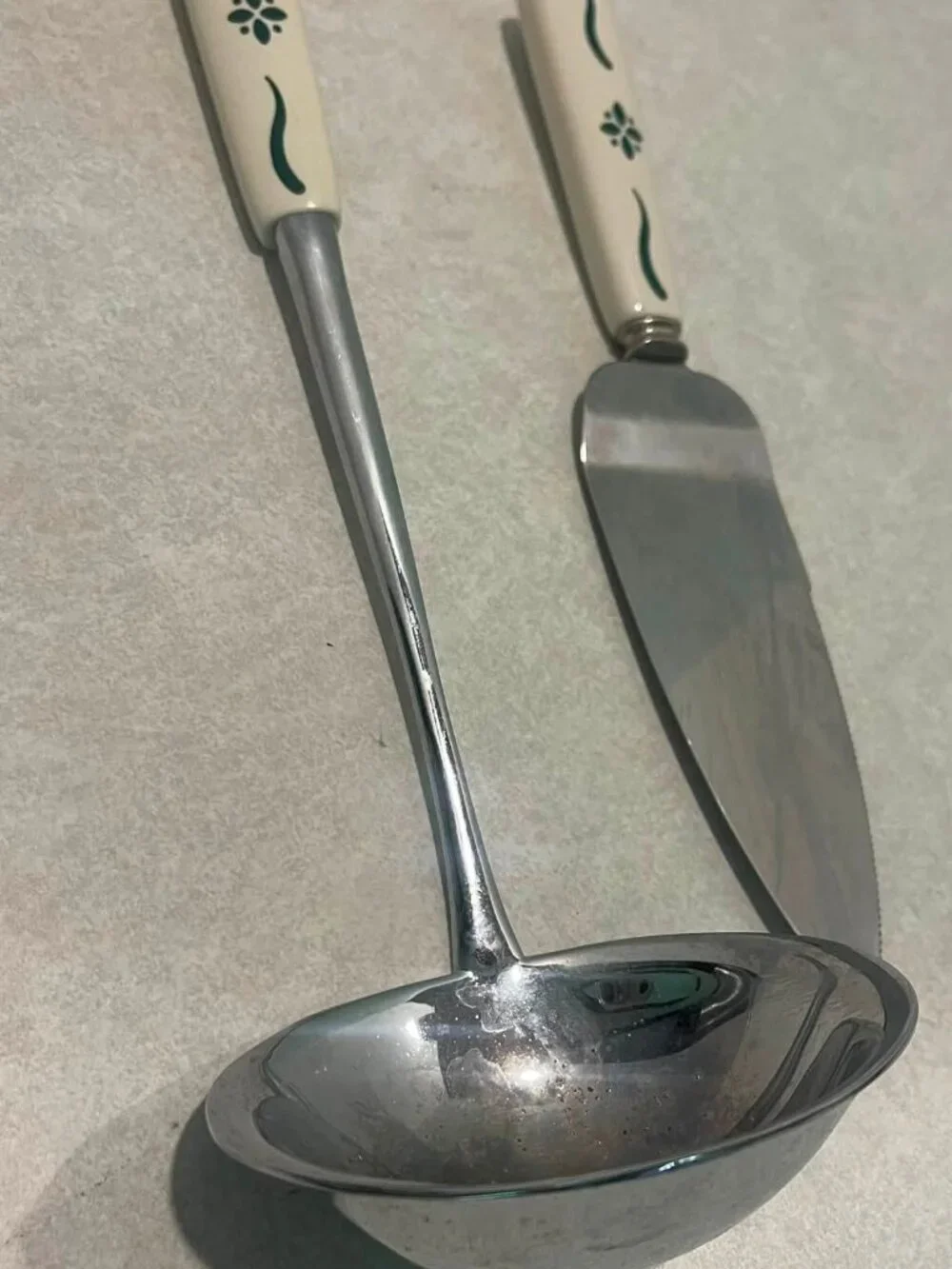 longerberger woven tradition pottery ceramic handles utensils--server-ladle